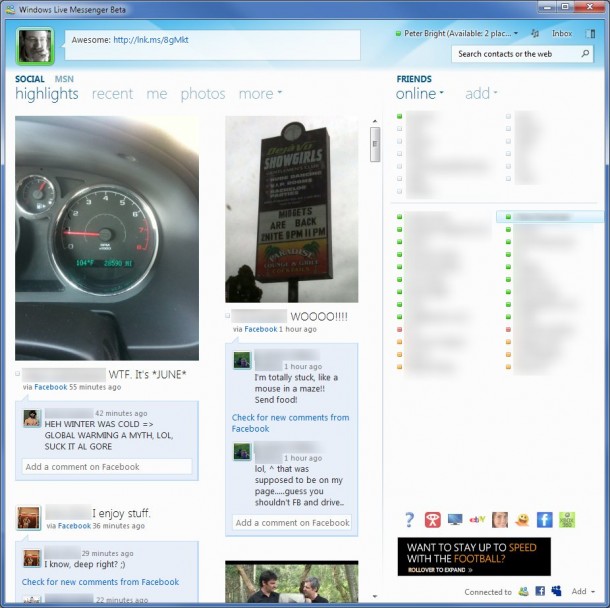 Windows Live Messenger Social View
